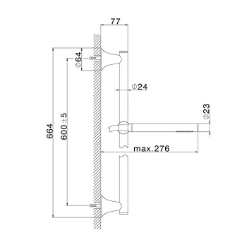 Душевой гарнитур штанга Cisal Vita L=664мм, шланг и ручной душ 1 режим, черный матовый VI00311040
