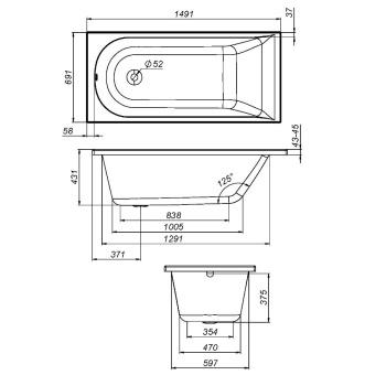 Каркас для ванн AM.PM Spirit 150х70 W72A-150-070W-R2
