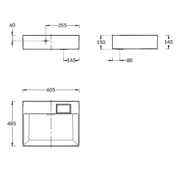 Раковина LOGICA мебельная Kerama Marazzi 60x48x14 5, без отв. под смеситель, с переливом, белая глянцевая LO.wb.60.0