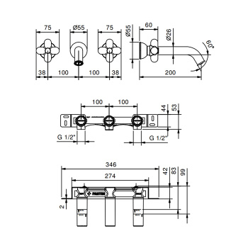 Смеситель для раковины Fantini I Balocchi 60 13 0511B черный