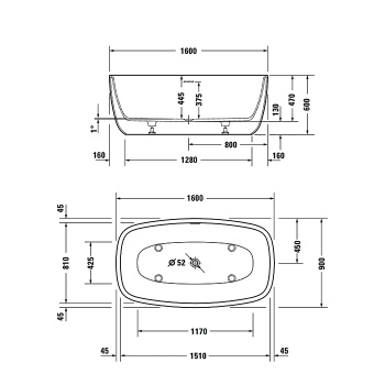 Ванна из искусственного камня Duravit Aurena 160x90 700552000000000