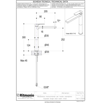 Смеситель для раковины Ritmonio Pois PR31AF201CRL хром
