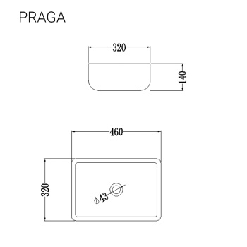 Раковина STARO PRAGA 46х32х14 накладная матовая в комплекте с донным клапаном С0005527