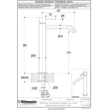 Смеситель для раковины Ritmonio Diametro35 S PR52AF201BLX черный