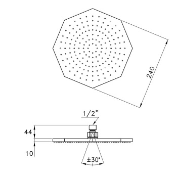 Верхний душ Stella Wellness 240 хром FI 03008 CR00