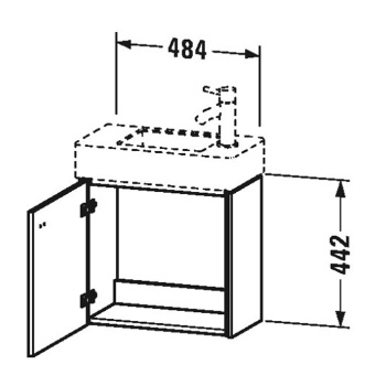Duravit Brioso Тумба подвесная под раковину 484х239х442 мм,с 1 дверкой петли справа R, цвет графит матовый 49 (для 072450)