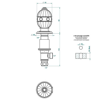 Вентиль смесителя для раковины THG Amboise Malachite A1J-F01-35 полированное золото