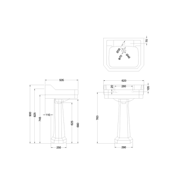 Подвесная раковина Burlington Bespoke/Floral B5 1TH BOTA белый/розовый