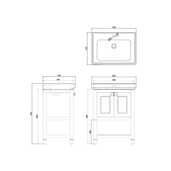 Тумба под раковину Burlington Riviera RIVF650W-R белый/хром