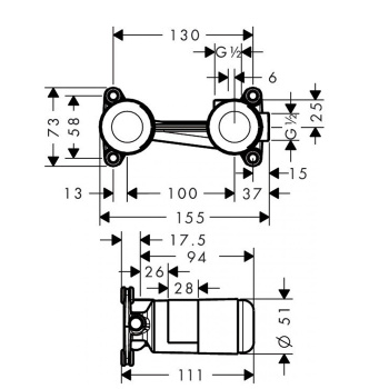 Axor Universal  Скрытая часть однорычажногосмесителя настенного монтажа 13623180