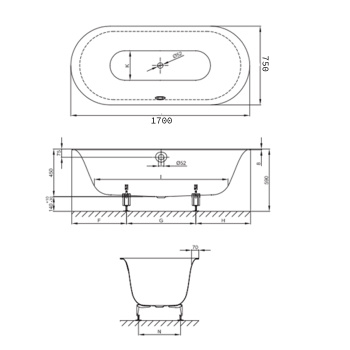 Стальная ванна Bette Lux 170x75 3465-000 PLUS