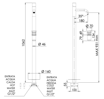 Смеситель для раковины Daniel Trilogy TG688DP золото брашированное