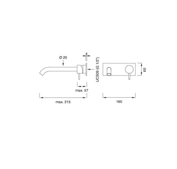 Смеситель для ванны CЕА Design Milo360 MIL 105 L сталь