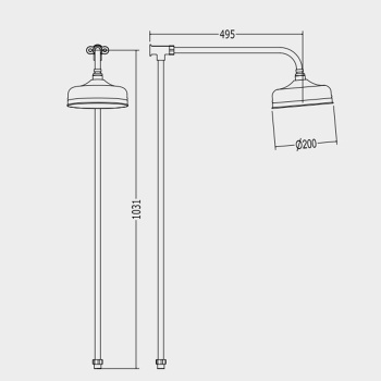 Верхний душ Devon&Devon D20 с защитой от накипи с наружней трубой для термостата MARM74 и ручного душа MARK618 хром MARK3183CR