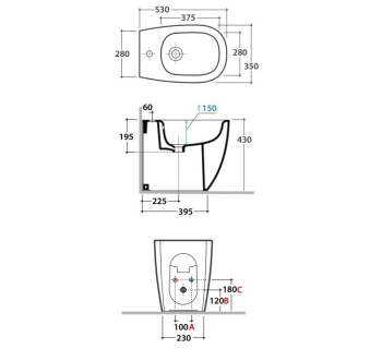 Биде напольное Globo Daily 53см., белый глянцевый DN009.BI