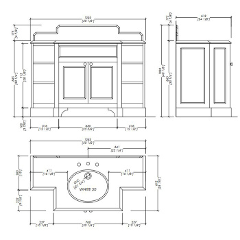 Тумба под раковину Devon&Devon Flair 128х102 со столешницей из мрамора CALACATTA BORGHINI раковина WHITE50 мебели OFF WHITE FLAIROFCAL