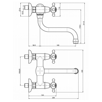 Смеситель для кухни Fima Carlo Frattini Kitchen Elizabeth, настенный монтаж, вращающийся излив, хром F5086CR