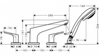 Смеситель на борт ванны Hansgrohe Focus Е2 31936000