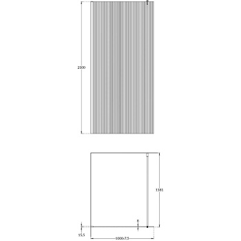 Душевая перегородка CRISTALLO с рифленым стеклом Kerama Marazzi 100х210, матовый черный CT.100.WI.BLK.M