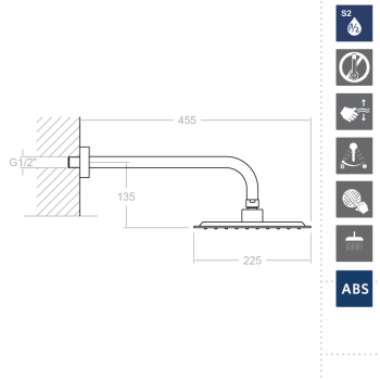 Смеситель для душа Ramonsoler Ypsilon встраиваемый с тропеическим душем plus K6418013