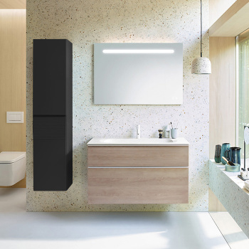 Burgbad Fiumo Комплект подвесной мебели 102х49х61см, с раковиной на 1 отв., ручки белые матовые, цвет: Eiche Dekor Cashmere SFXN102F3959FOT45G0223C0001*1