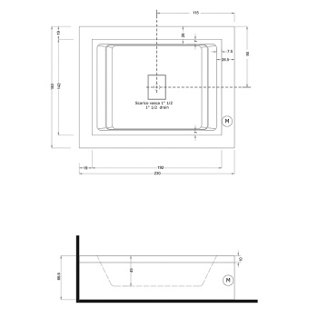 Ванна из искусственного камня Gruppo Treesse Fusion 230x180 V863D+STATA+CROLED centro