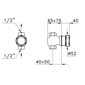Встраиваемый смеситель Stella Timeaster 0/154 без излива, круглая ручка d=52 хром, ручка черная TA 01100 CR00N