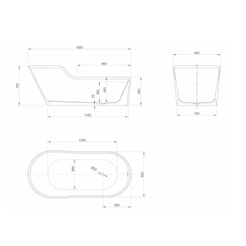 Ванна из искусственного камня KNIEF Glow 182x84 0600-062-01 bi matt