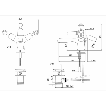 Ручки для смесителей Burlington T4 BLA хром/черный