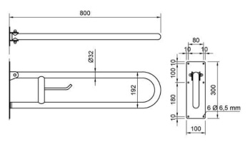 Поручень Nofer полукруглый для людей с ограниченными возможностями 800 мм черный 15051.80.N