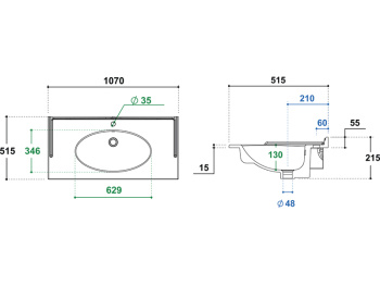 Раковина керамическая Berloni Bagno SUITE VINTAGE LAVQAVINCXR57 187 (2DCELAVCXQV106)