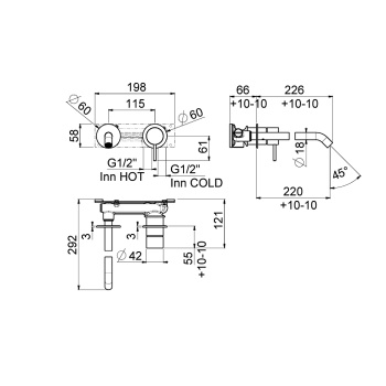 Смеситель со стены для раковины Carimali Il Tondo 0-ITD2702EST-CR хром