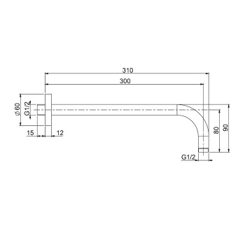 Держатель верхнего душа Fima Carlo Frattini Wellness 300, настенный монтаж, хром F2138CR.30
