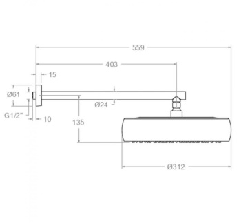 Верхний душ Ramonsoler Hydrotherapy настенный круглый BH02RMVOL