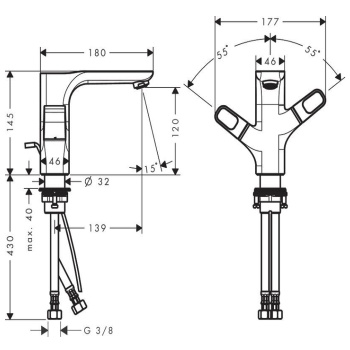 Смеситель для раковины Axor Urquiola 11024300 золото