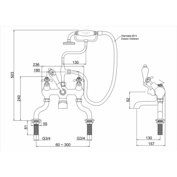 Смеситель для ванны Burlington T9-QT