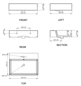 Раковина накладная 60x46 см GSG Ceramic Design Zenith ZELAVBW60000 белый глянцевый