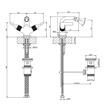 Смеситель для биде Gessi Inciso 58027.246 Gold PVD