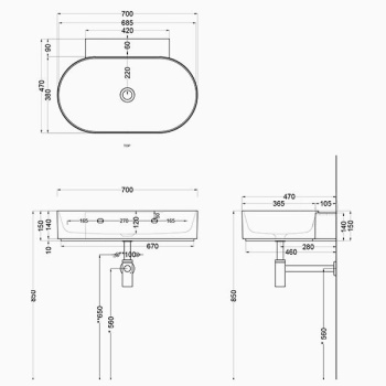 Раковина подвесная Cielo Mare MRLS70SF OL 70 см синий