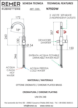 Смеситель для кухни Remer   X-style золото брашированное N792DWBG