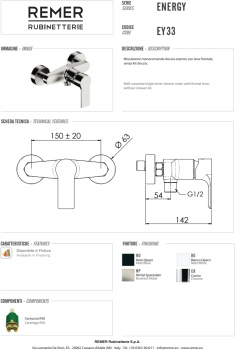 Смеситель для душа Remer Energy  хром EY33