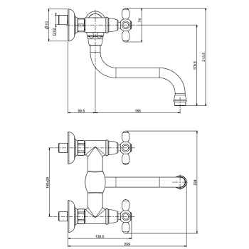 Смеситель для кухни Fima Carlo Frattini Kitchen настенный, золото F5006OR