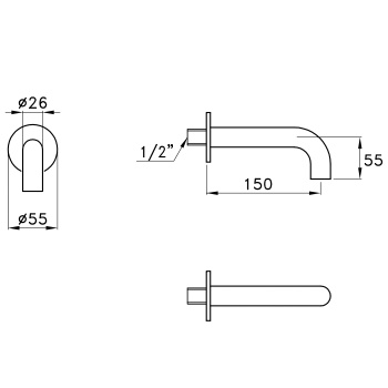 Излив настенный Stella Sirius 150 цвет черный матовый PVD SR09000PV17