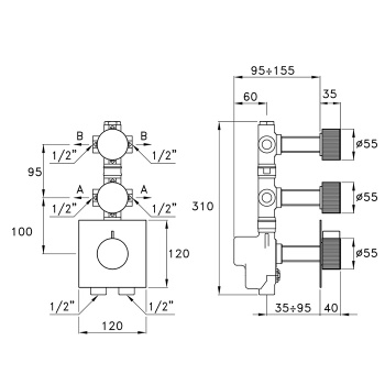 Внешняя часть встраиваемого смесителя Stella Sirius SR 06013 PV05 никель