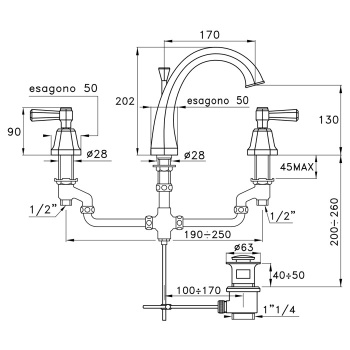 Смеситель для раковины Stella Eccelsa Leve 3225 EL 00015 AU00 золото