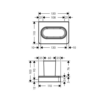 Axor Universal Стакан для зубных щеток для  настенного монтажа и монтажа на  рейлинге, подвесной, цвет: хром/белый 42834000