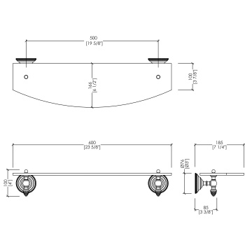 Полка стеклянная Devon&Devon Diamond 600 мм держателей бронза WHD510BR