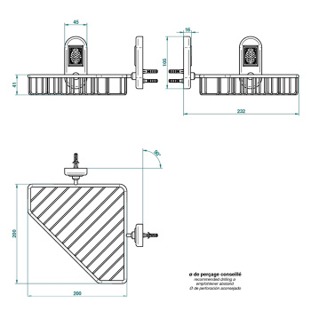 Полочка металлическая THG Oceania A2C-A02-3623 хром/прозрачный хрусталь