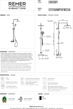 Душевая система Remer Energy хром (CR) EY37A8MPUFM25G
