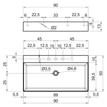 Раковина ANTONIO LUPI GESTOMOOD 90х50х13, 1 отв., с донным клапаном, Flumood, белый А0002426972
